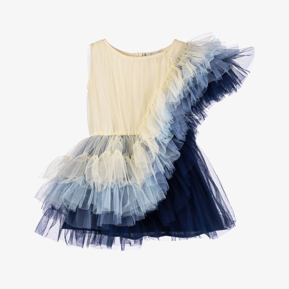 RaspberryPlum-Girls Asymmetric Blue Tulle Ensemble | Childrensalon Outlet