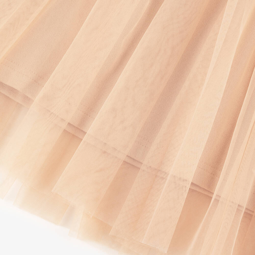 RaspberryPlum-Girls Beige Hooded Tulle Frock | Childrensalon Outlet