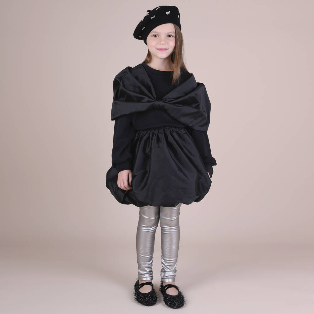 RaspberryPlum-Girls Black Cotton Bow Sweatshirt | Childrensalon Outlet