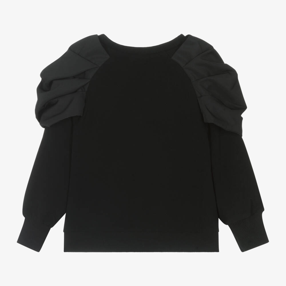 RaspberryPlum-Girls Black Cotton Bow Sweatshirt | Childrensalon Outlet
