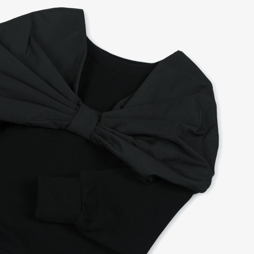 RaspberryPlum-Girls Black Cotton Bow Sweatshirt | Childrensalon Outlet