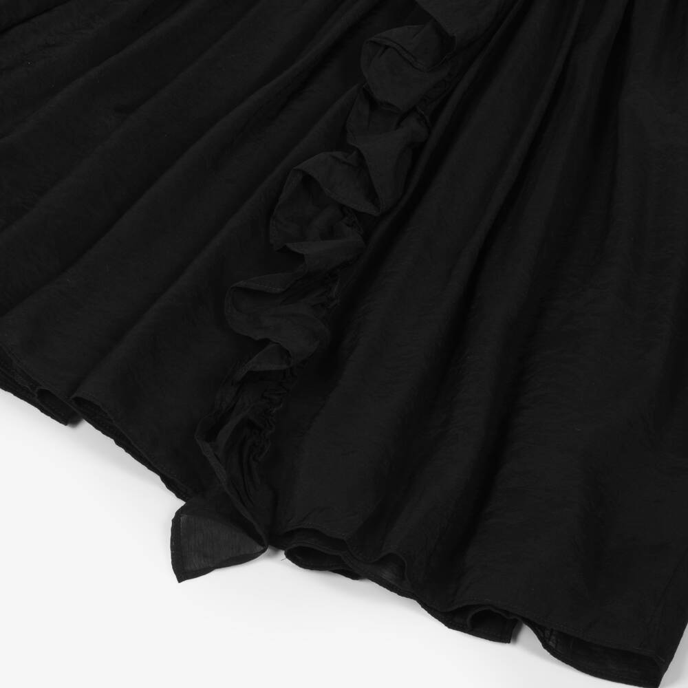 RaspberryPlum-Girls Black Ruched Dress with Ruffle Trim | Childrensalon Outlet