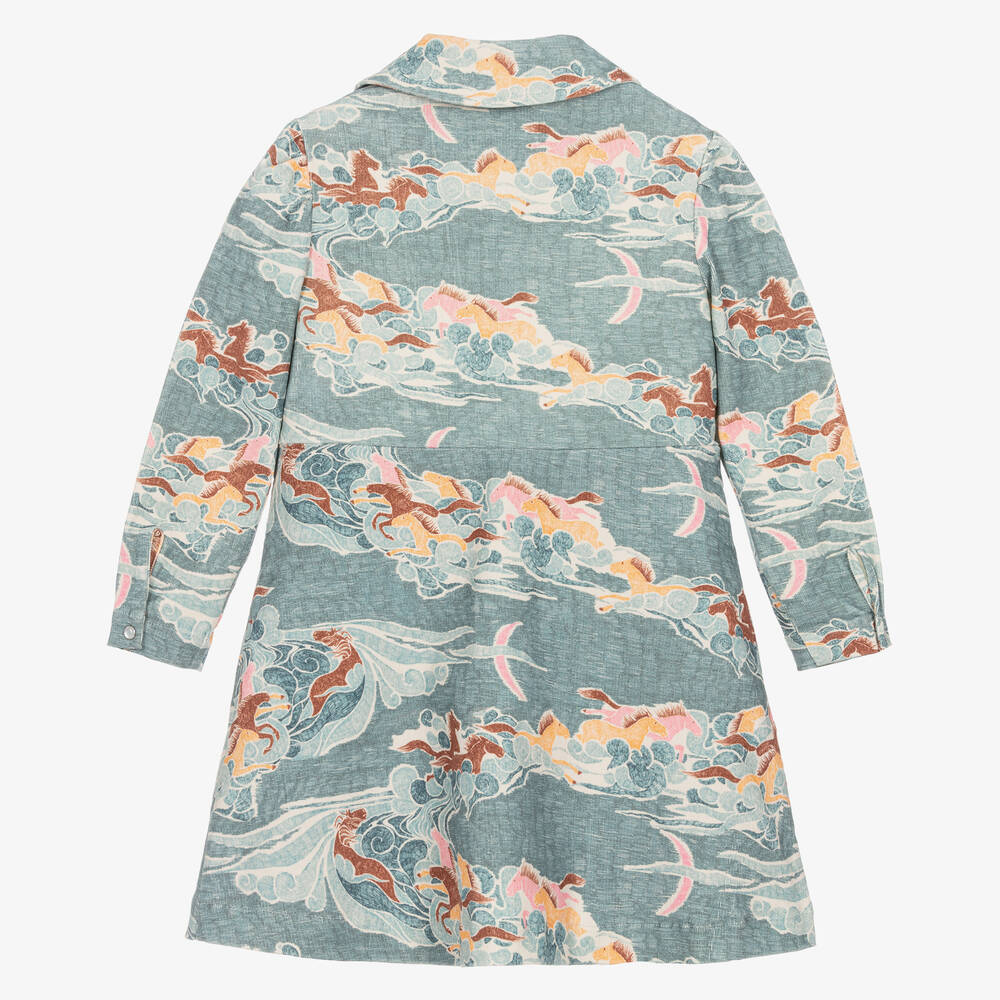 RaspberryPlum-Girls Blue Brushed Cotton Horse Dress | Childrensalon Outlet