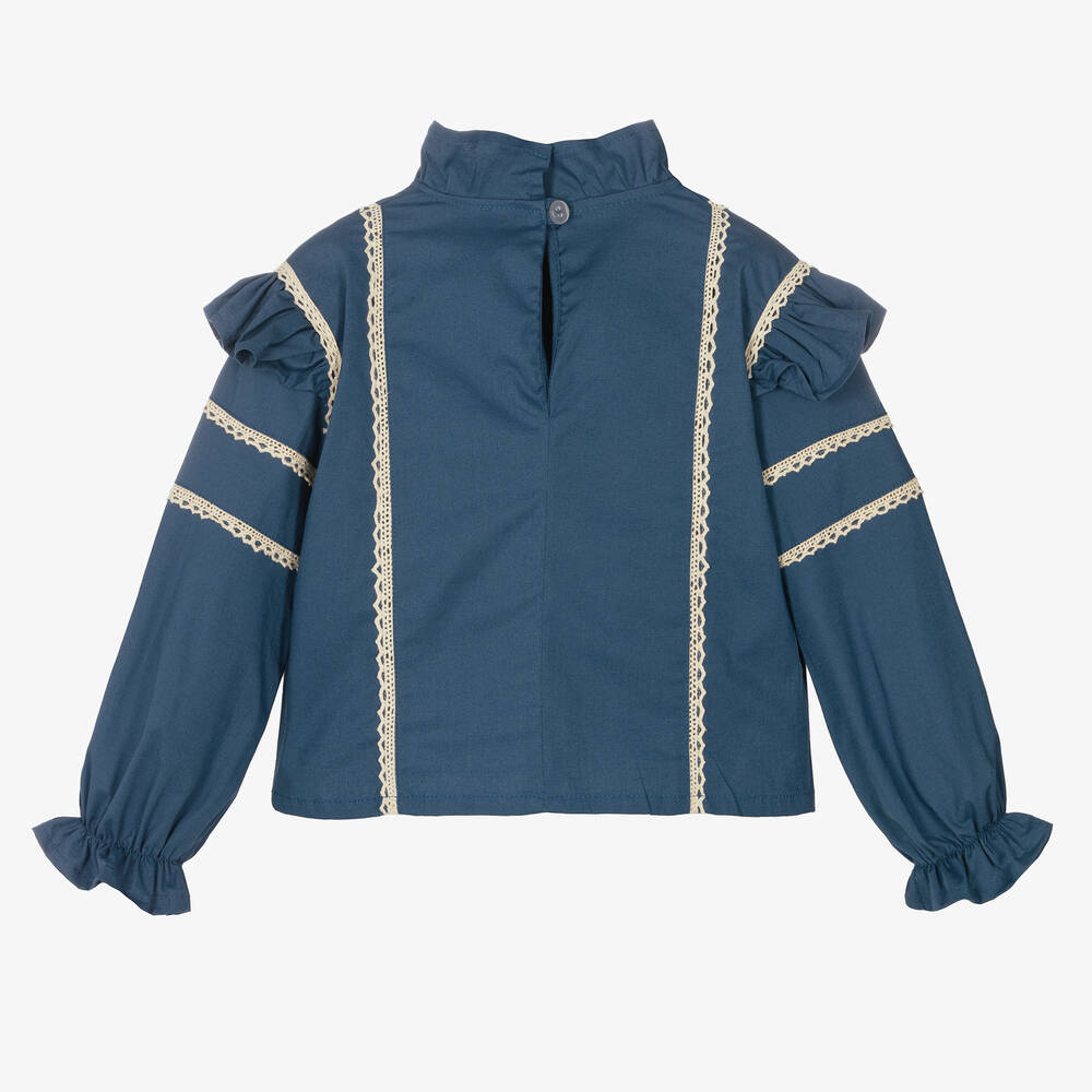 RaspberryPlum-Синяя хлопковая блузка для девочек | Childrensalon Outlet