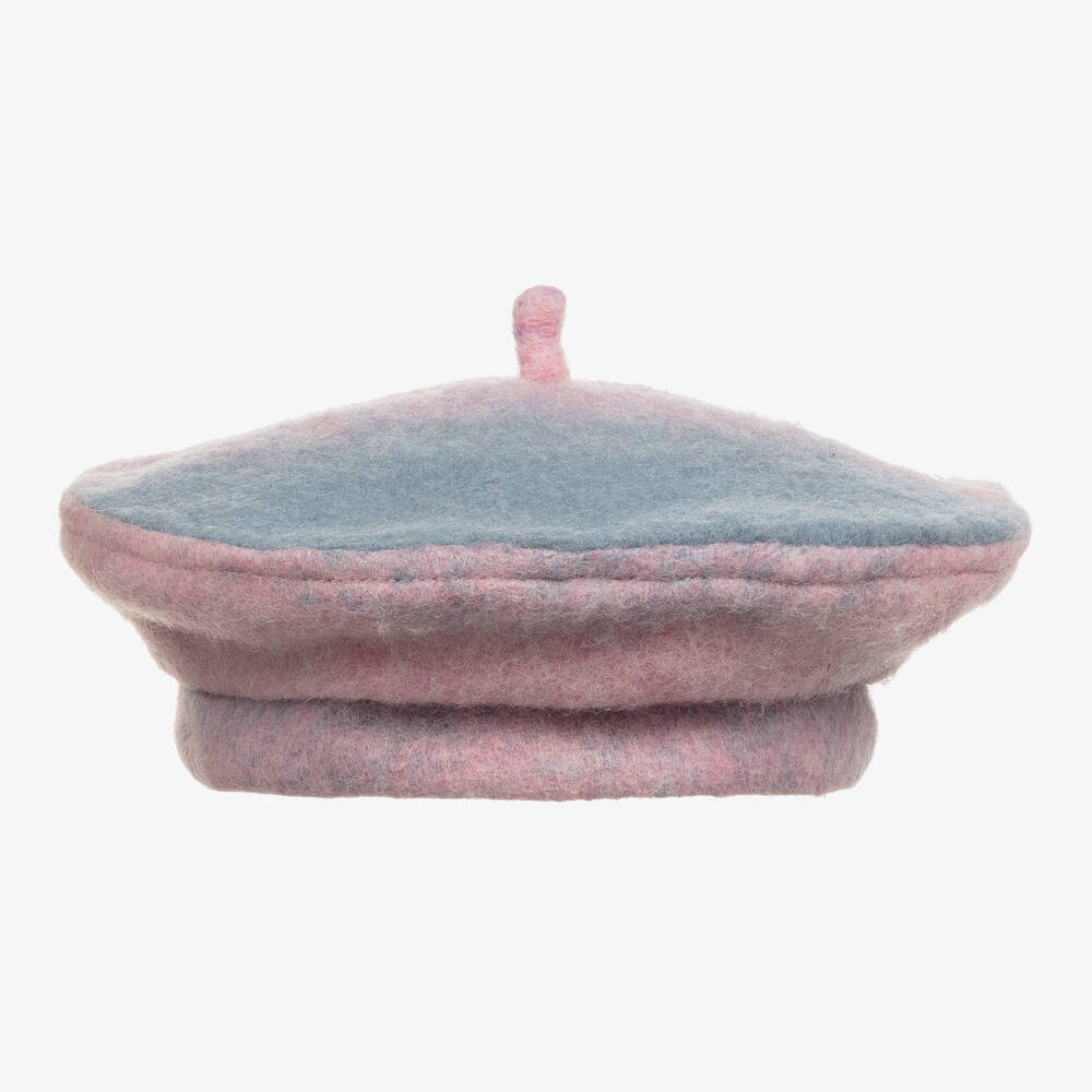 RaspberryPlum - قبعة بيريه مزيج صوف لون أزرق وزهري للبنات | Childrensalon