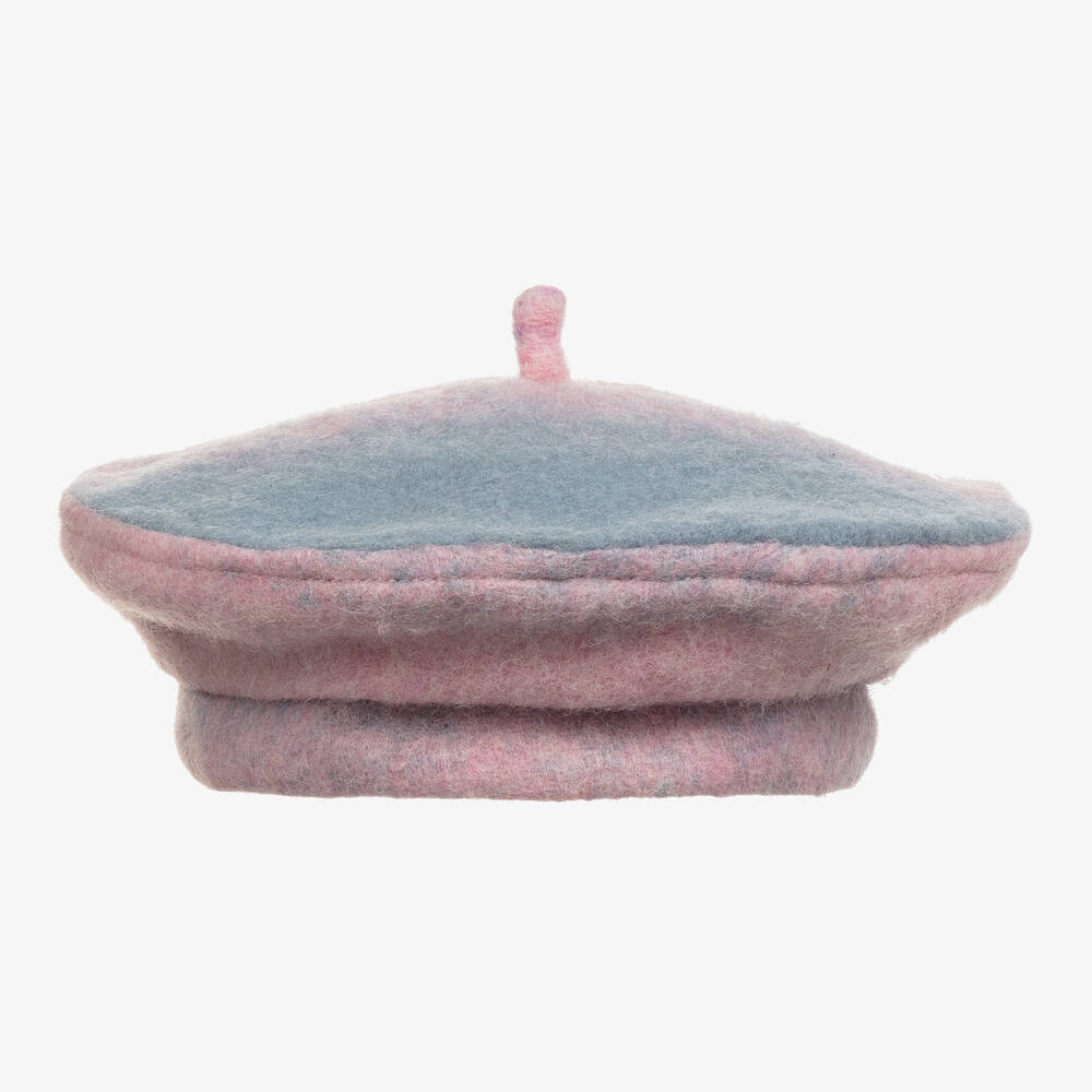 RaspberryPlum-قبعة بيريه مزيج صوف لون أزرق وزهري للبنات | Childrensalon Outlet