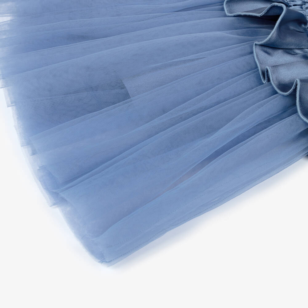 RaspberryPlum-Girls Blue Satin & Tulle Party Dress | Childrensalon Outlet