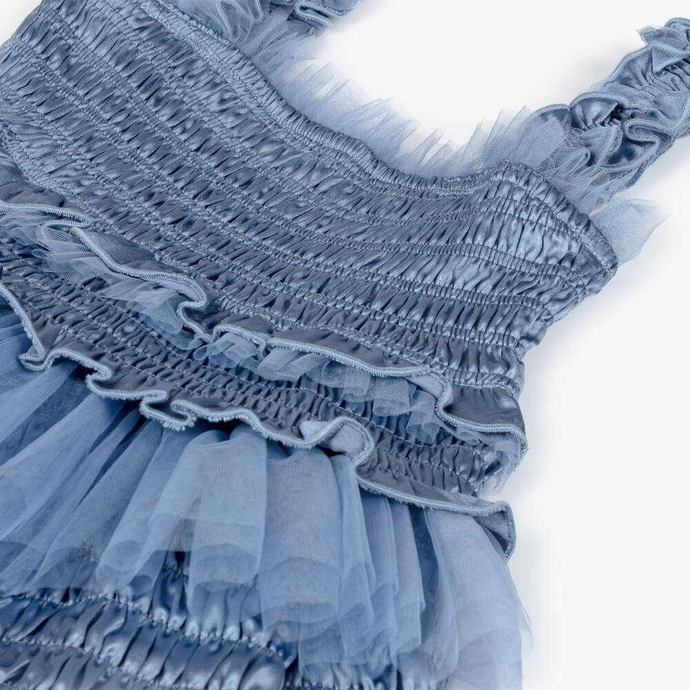RaspberryPlum-Girls Blue Satin & Tulle Party Dress | Childrensalon Outlet