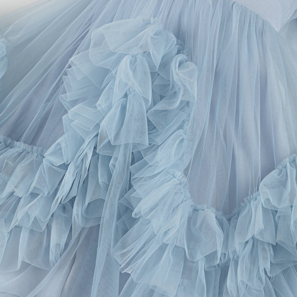 RaspberryPlum-Girls Blue Tulle Dress with Ruffles | Childrensalon Outlet