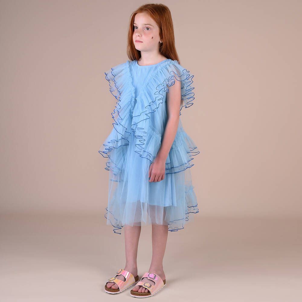 RaspberryPlum-Girls Blue Tulle Ruffle Dress | Childrensalon Outlet