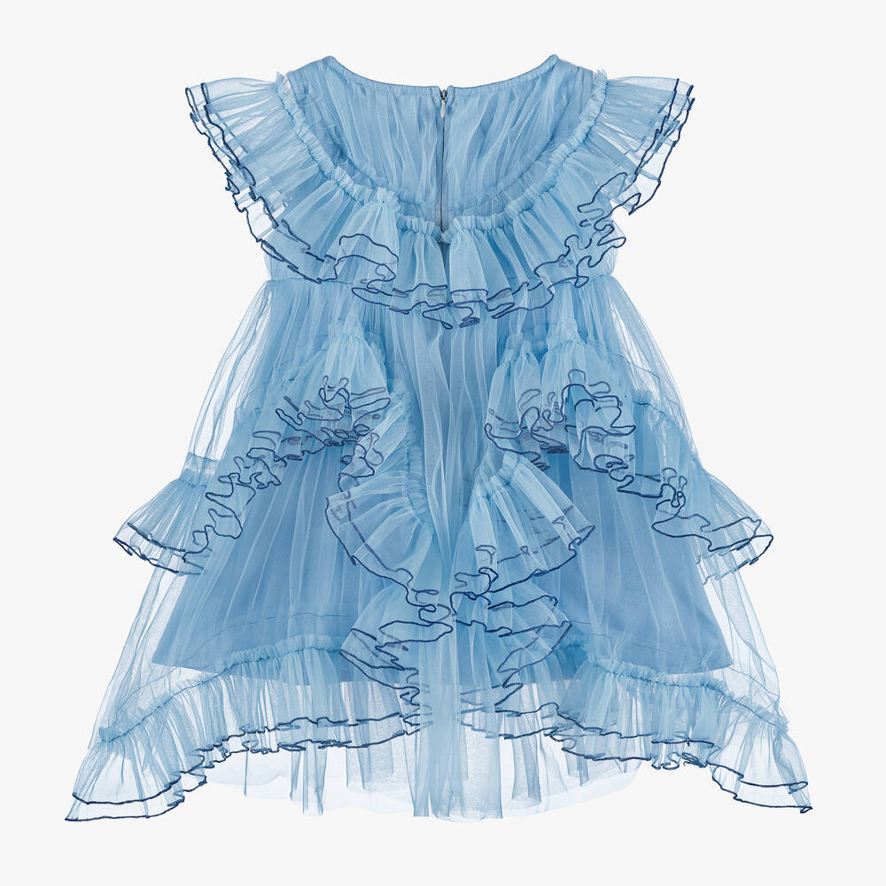 RaspberryPlum-Girls Blue Tulle Ruffle Dress | Childrensalon Outlet