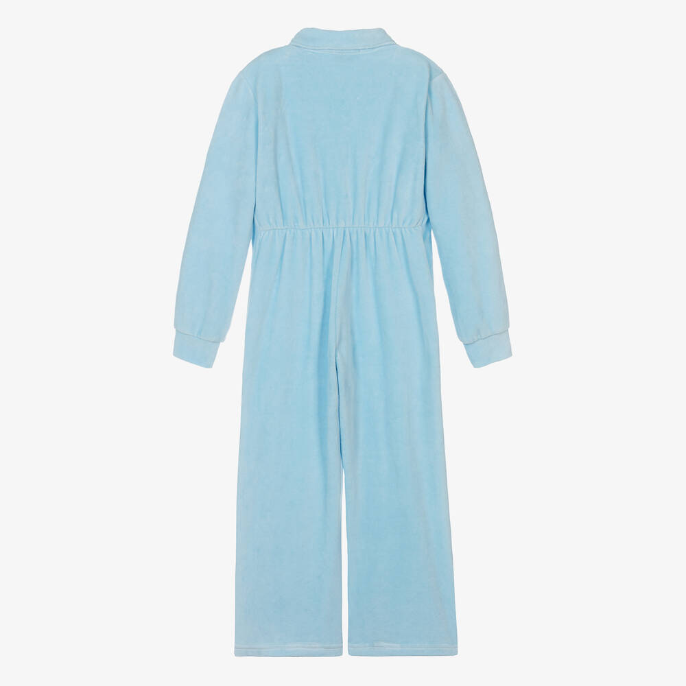 راسبيري بلام -جمبسوت قطن قطيفة لون أزرق فاتح للبنات | Childrensalon Outlet