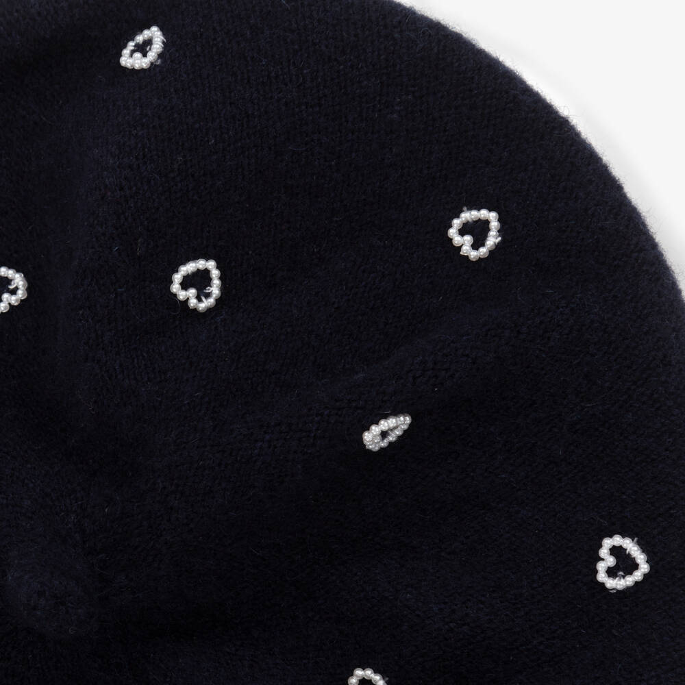 RaspberryPlum-Girls Blue Wool Heart Beret | Childrensalon Outlet