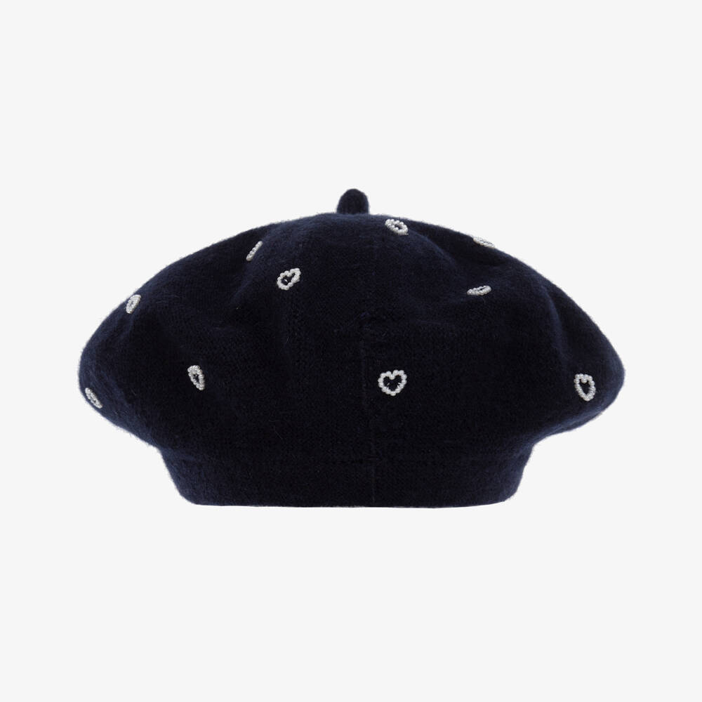 RaspberryPlum-Girls Blue Wool Heart Beret | Childrensalon Outlet