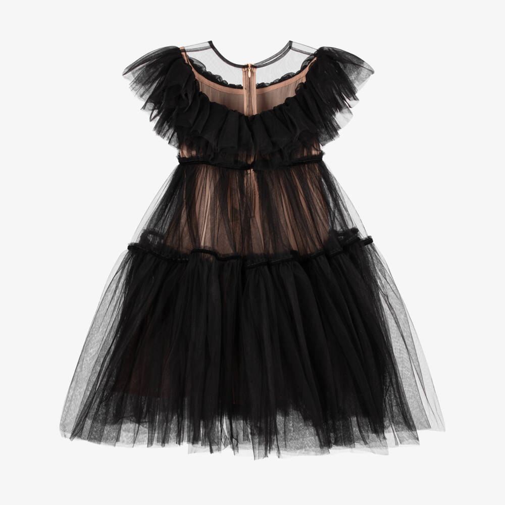 RaspberryPlum-Girls Elegant Black Tulle Gown | Childrensalon Outlet