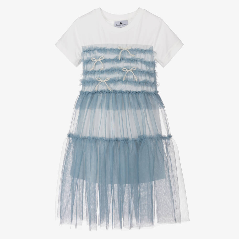 RaspberryPlum-Girls Elegant Blue Tulle Dress | Childrensalon Outlet