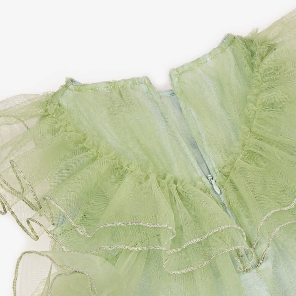 RaspberryPlum-Girls Elegant Green Tulle Frock | Childrensalon Outlet