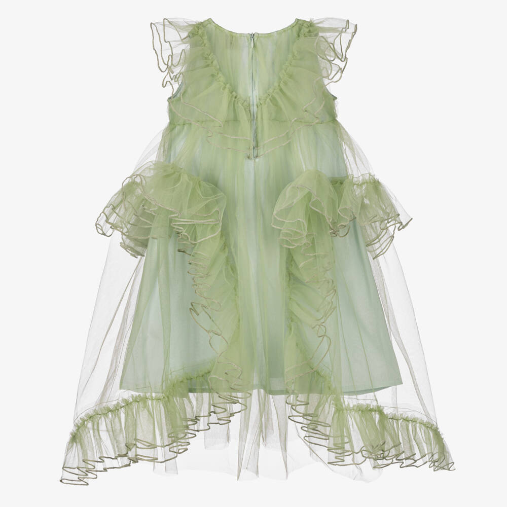 RaspberryPlum-Girls Elegant Green Tulle Frock | Childrensalon Outlet