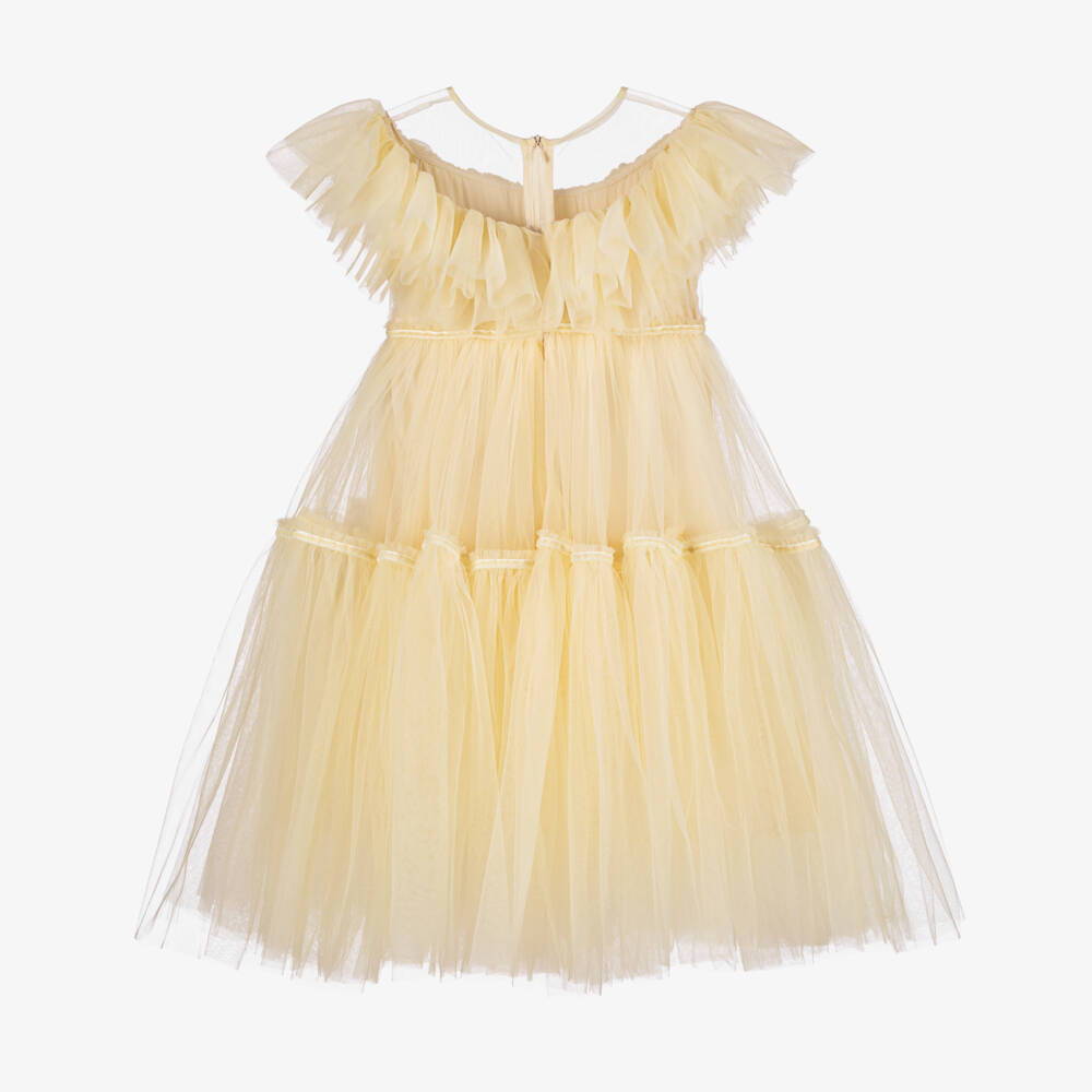 RaspberryPlum-Girls Elegant Ivory Tulle Frock | Childrensalon Outlet