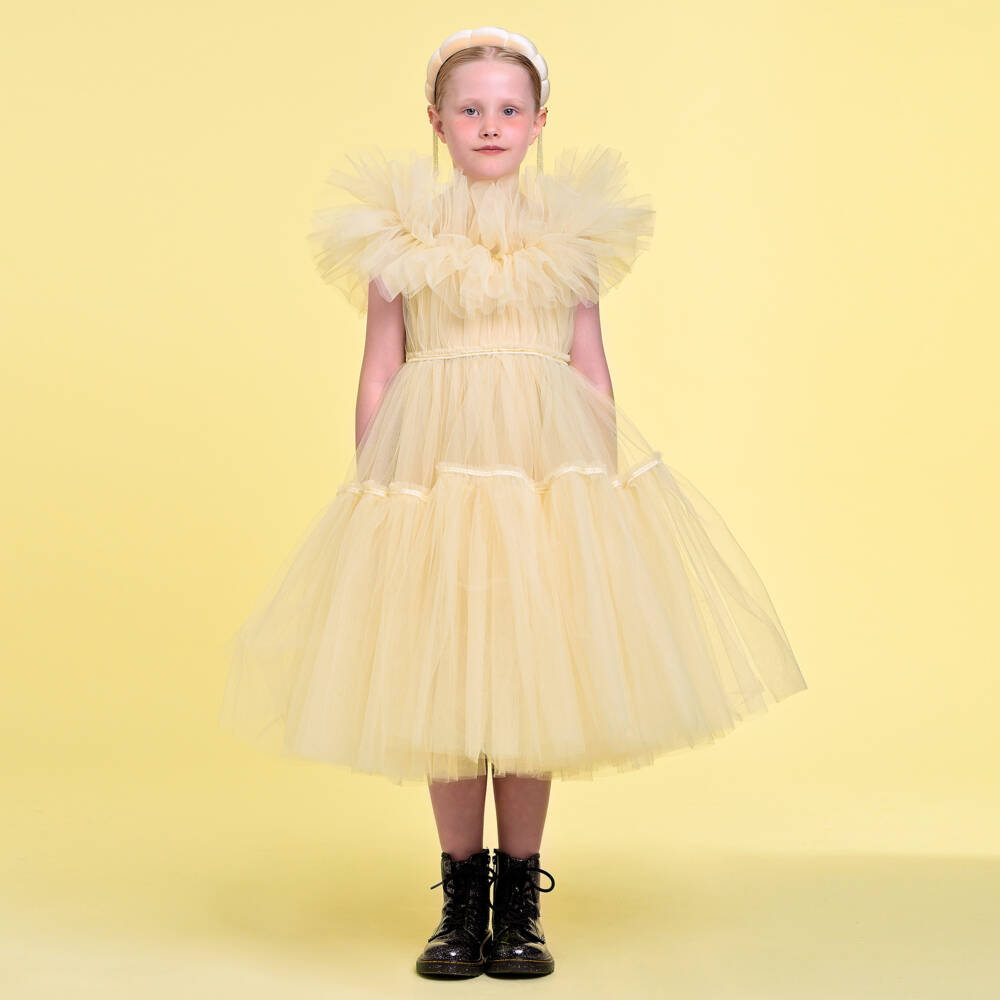RaspberryPlum-Girls Elegant Ivory Tulle Frock | Childrensalon Outlet