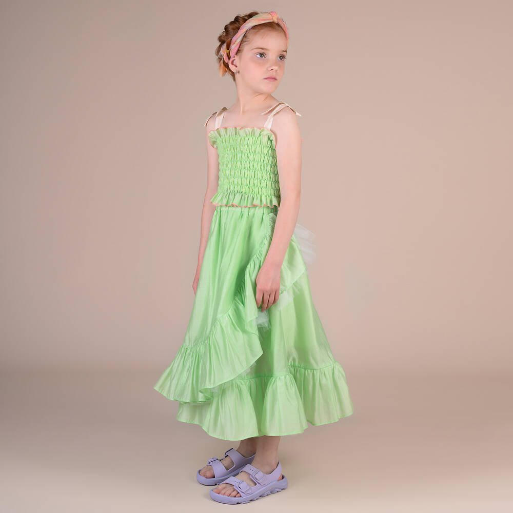 RaspberryPlum-Girls Green Ruffle Skirt | Childrensalon Outlet