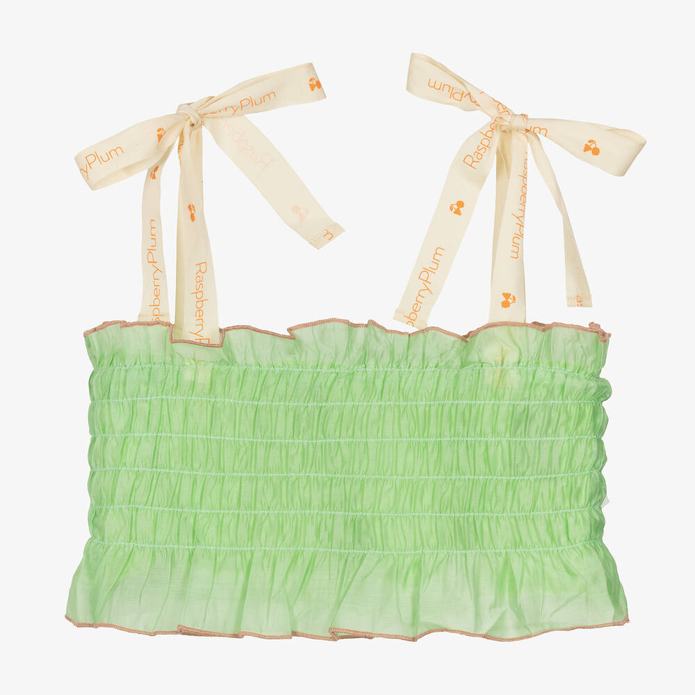 RaspberryPlum-Girls Green Shirred Top | Childrensalon Outlet
