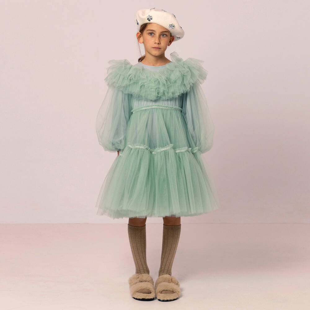 RaspberryPlum-Girls Green Tulle Frock | Childrensalon Outlet