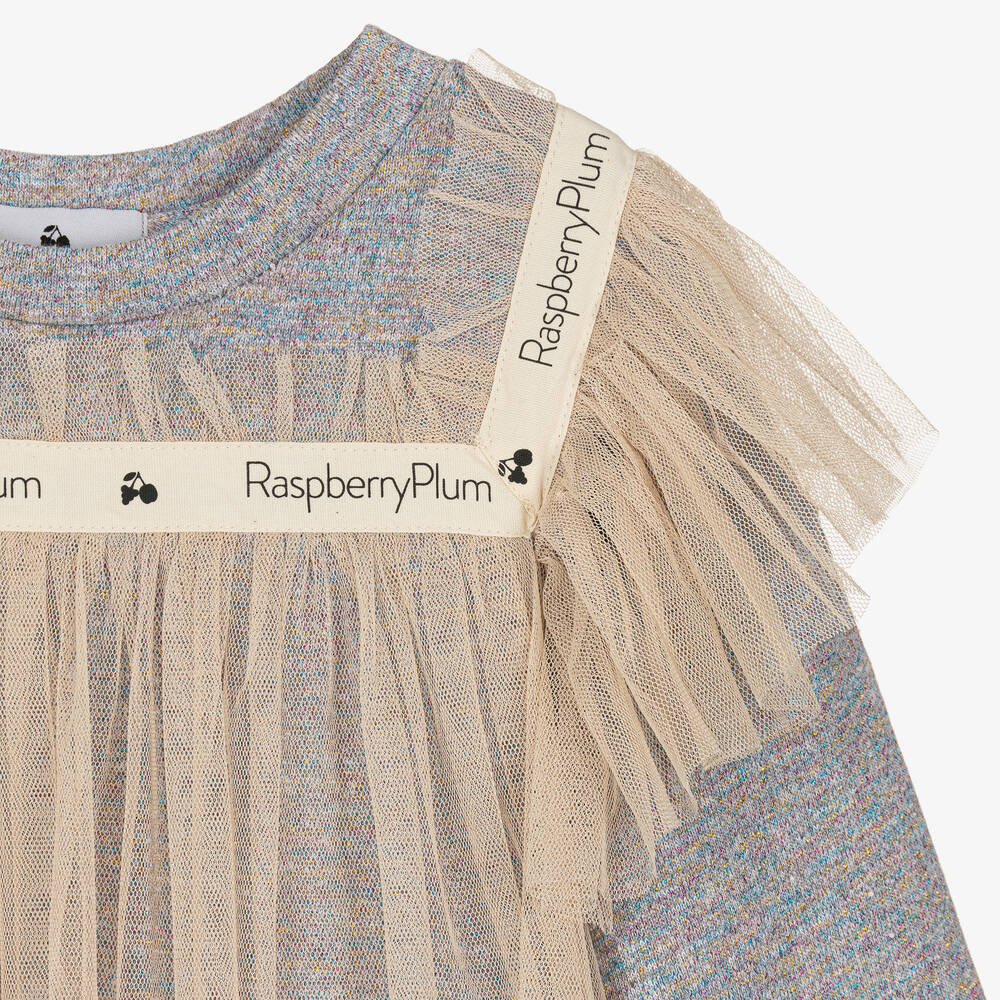 RaspberryPlum-Серое платье из меланжевого люрекса и тюля | Childrensalon Outlet