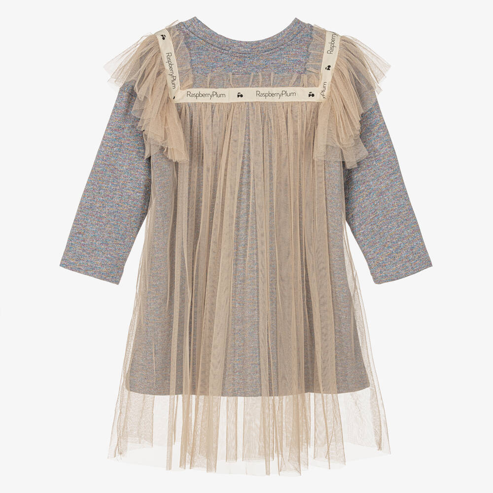 RaspberryPlum-Серое платье из меланжевого люрекса и тюля | Childrensalon Outlet