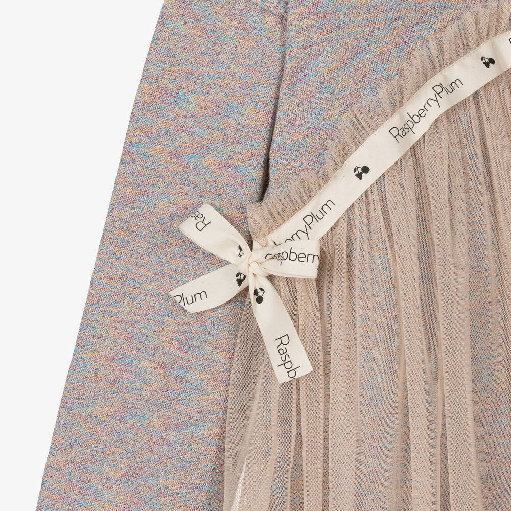 RaspberryPlum-سويتشيرت قطن لوريكس وتول لون رمادي مونس | Childrensalon Outlet