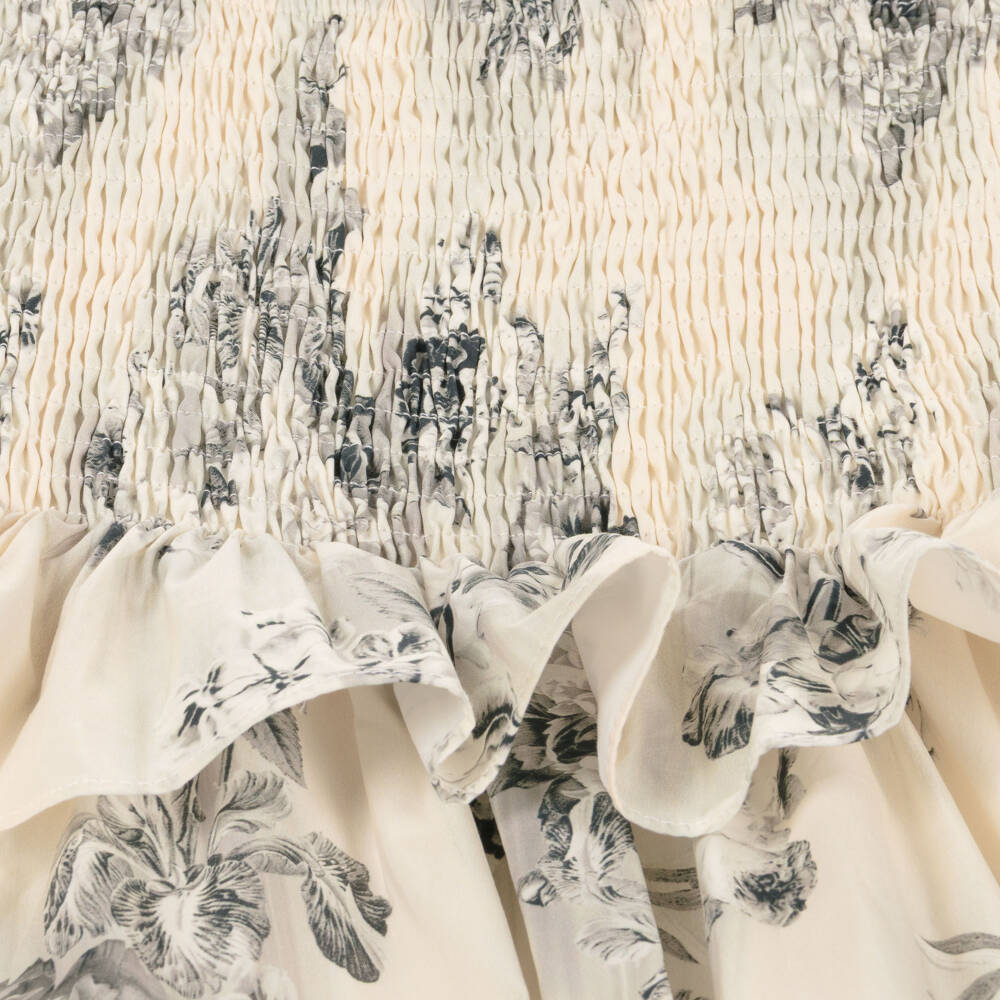 RaspberryPlum-Girls Ivory & Black Floral Print Cotton Dress | Childrensalon Outlet