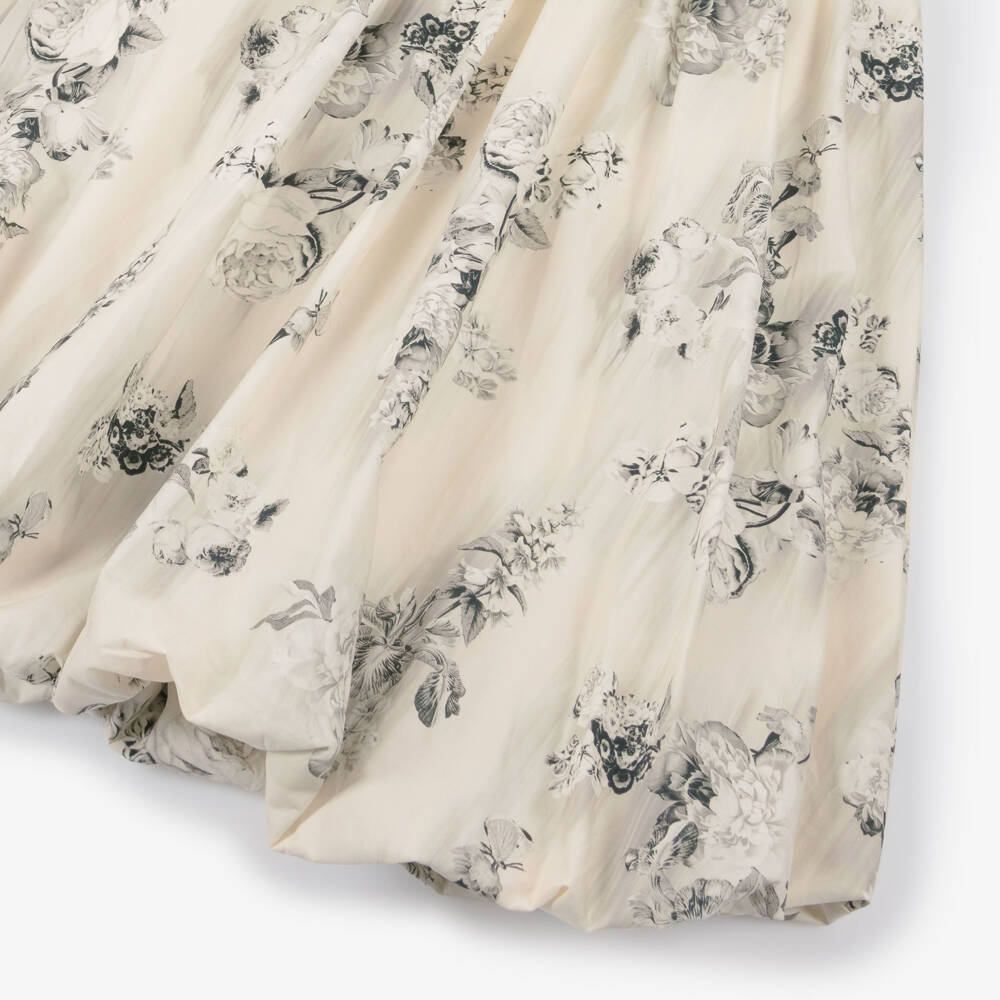 RaspberryPlum-Girls Ivory & Black Floral Print Cotton Dress | Childrensalon Outlet
