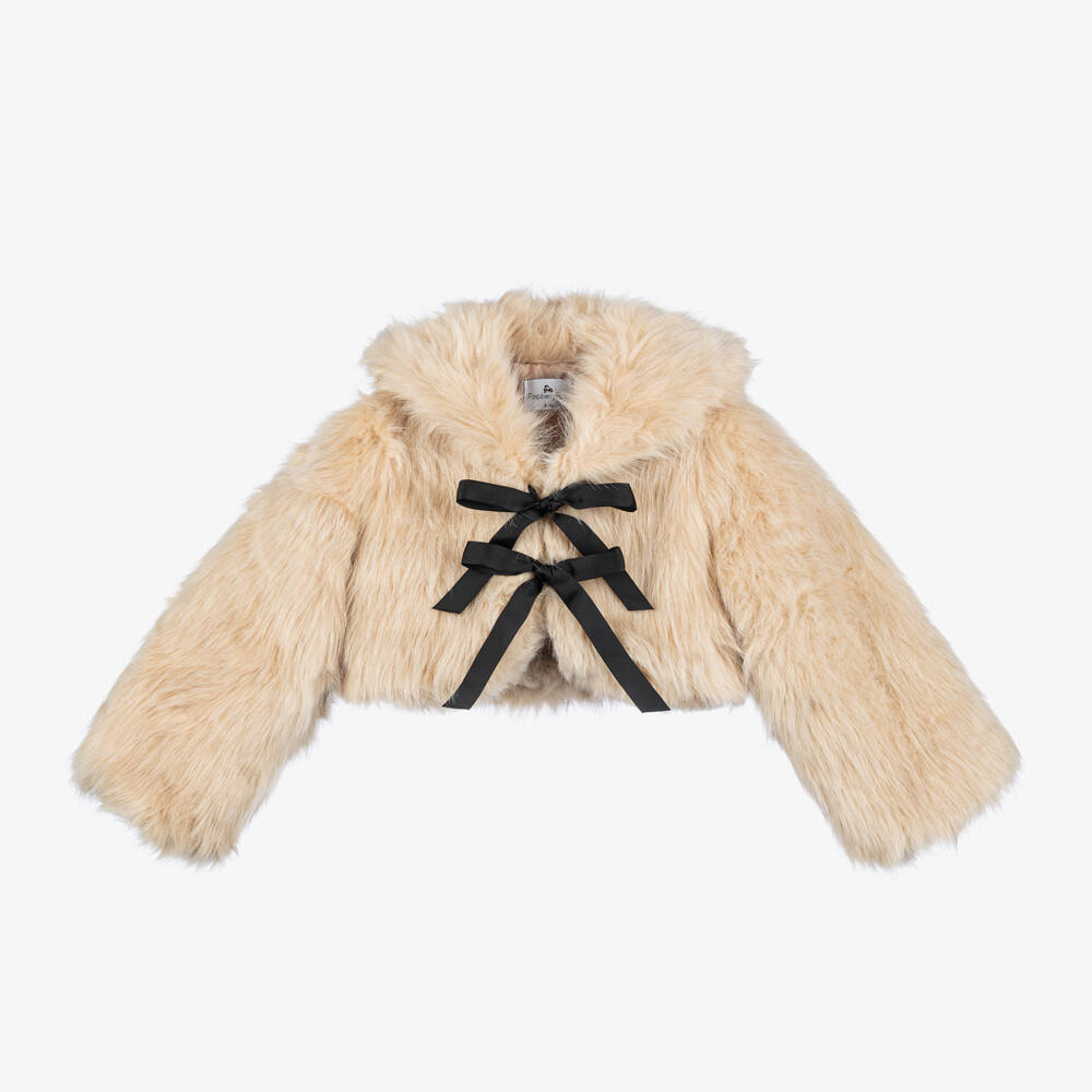 RaspberryPlum-Girls Ivory Faux Fur Jacket | Childrensalon Outlet