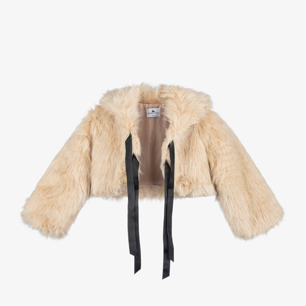 RaspberryPlum-Girls Ivory Faux Fur Jacket | Childrensalon Outlet
