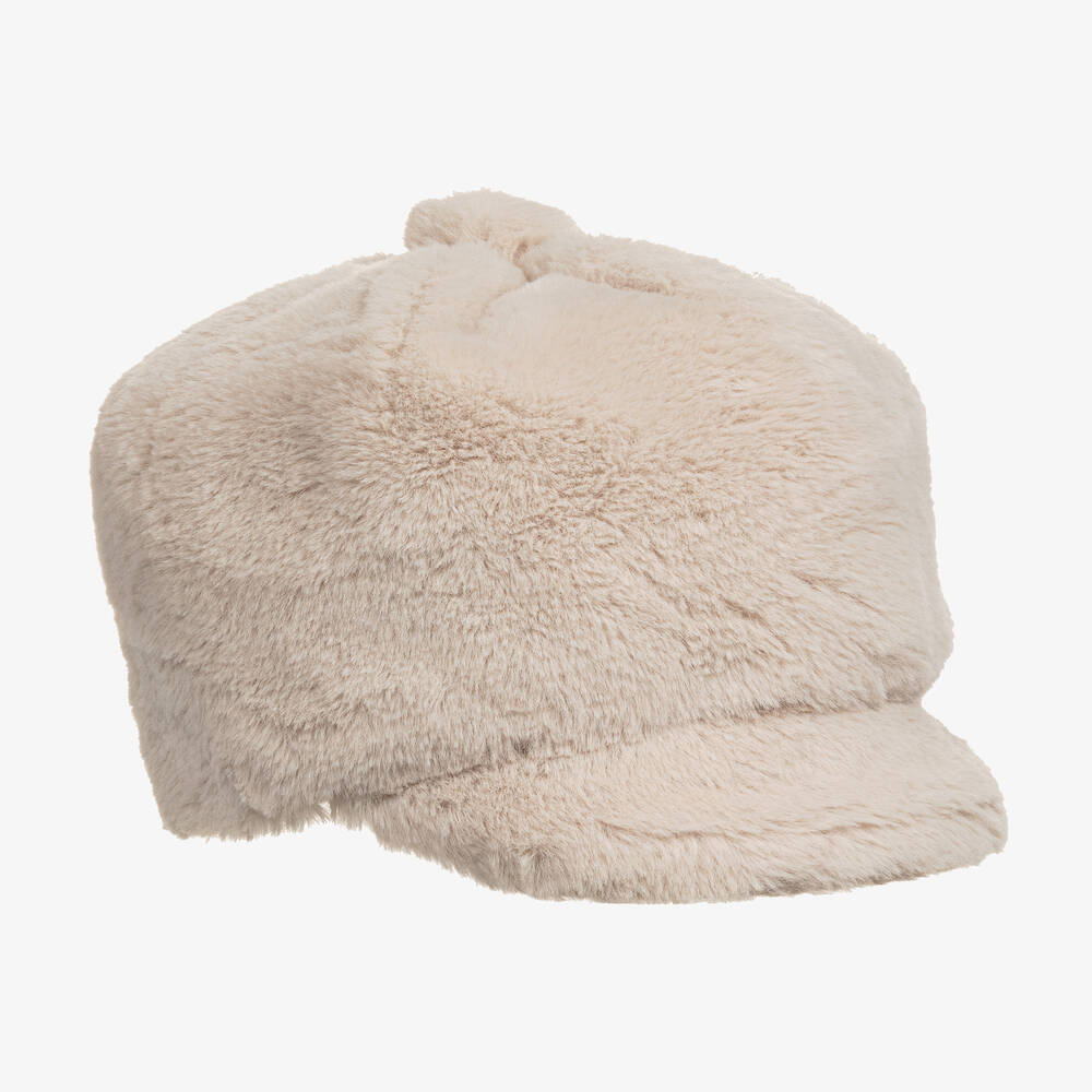RaspberryPlum - Girls Ivory Plush Faux Fur Hat | Childrensalon