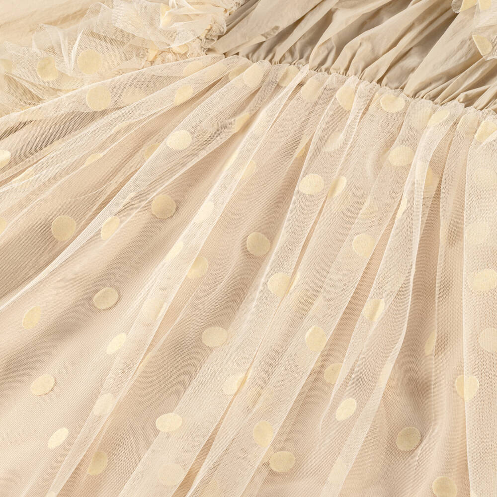 RaspberryPlum-Girls Ivory Tulle Ruffle Dress with Polka Dots | Childrensalon Outlet