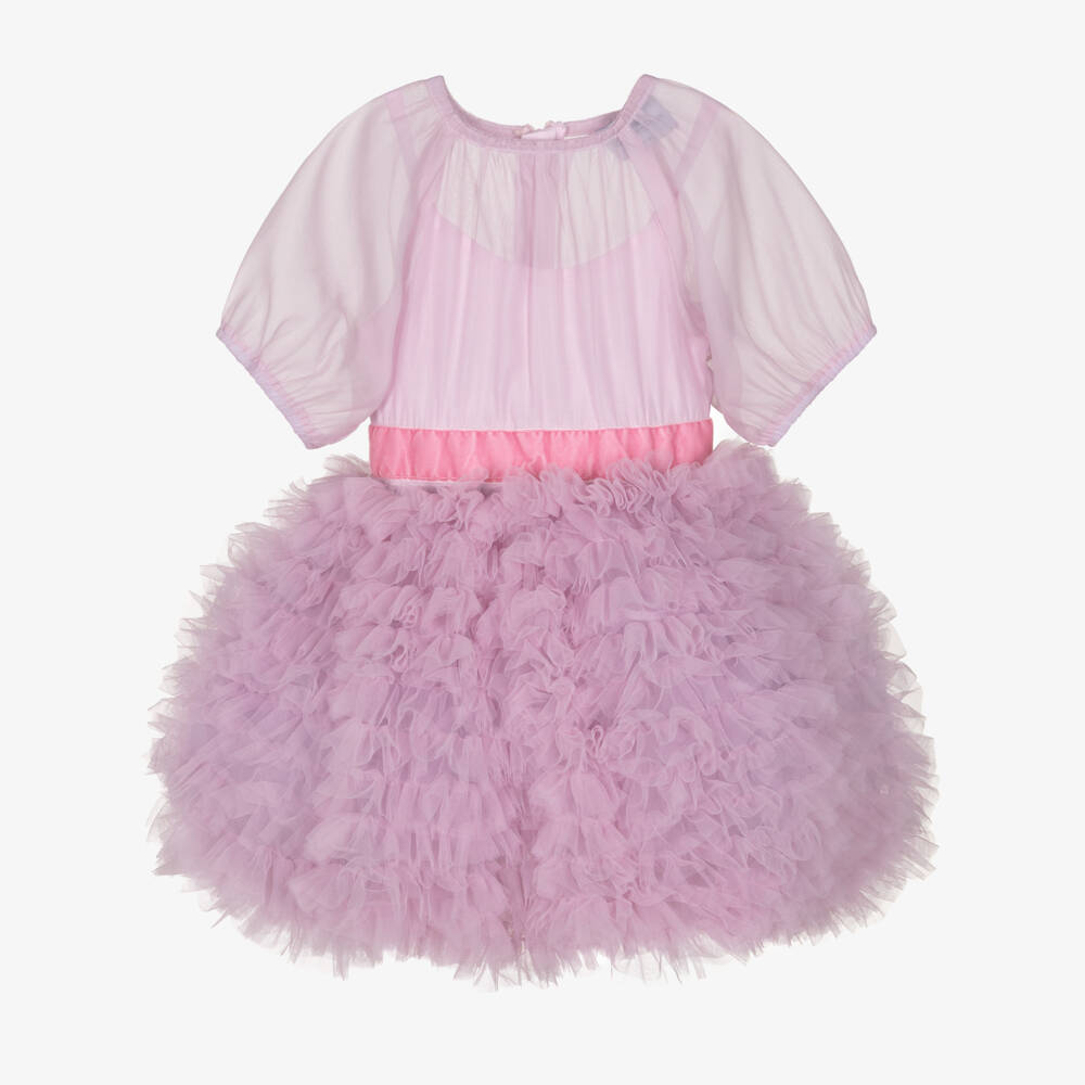RaspberryPlum-Girls Lavender Chiffon & Tulle Puffball Dress | Childrensalon Outlet
