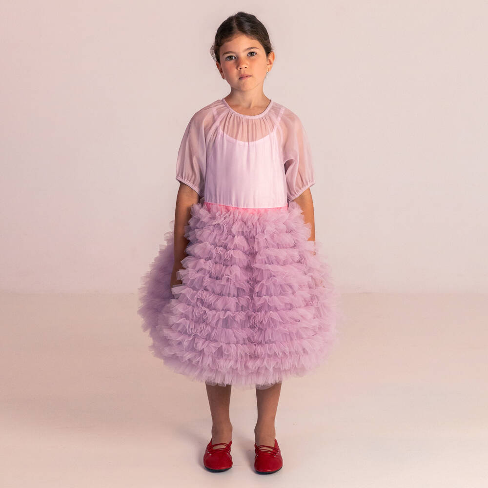 RaspberryPlum-Girls Lavender Chiffon & Tulle Puffball Dress | Childrensalon Outlet