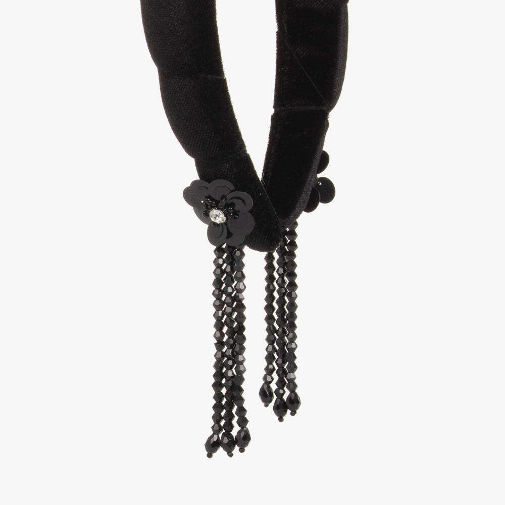 RaspberryPlum-Girls Luxurious Velour Black Headband | Childrensalon Outlet