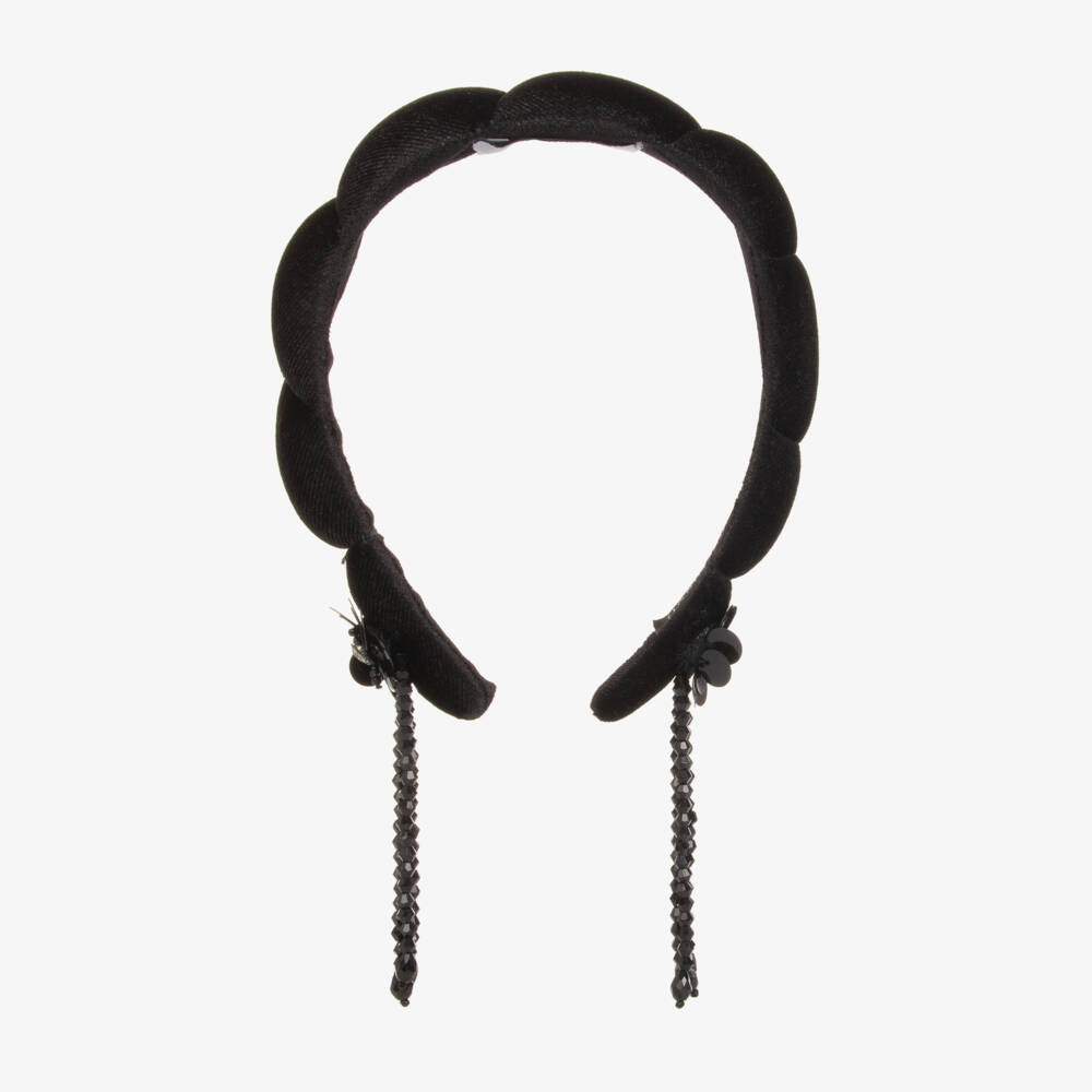 RaspberryPlum-Girls Luxurious Velour Black Headband | Childrensalon Outlet