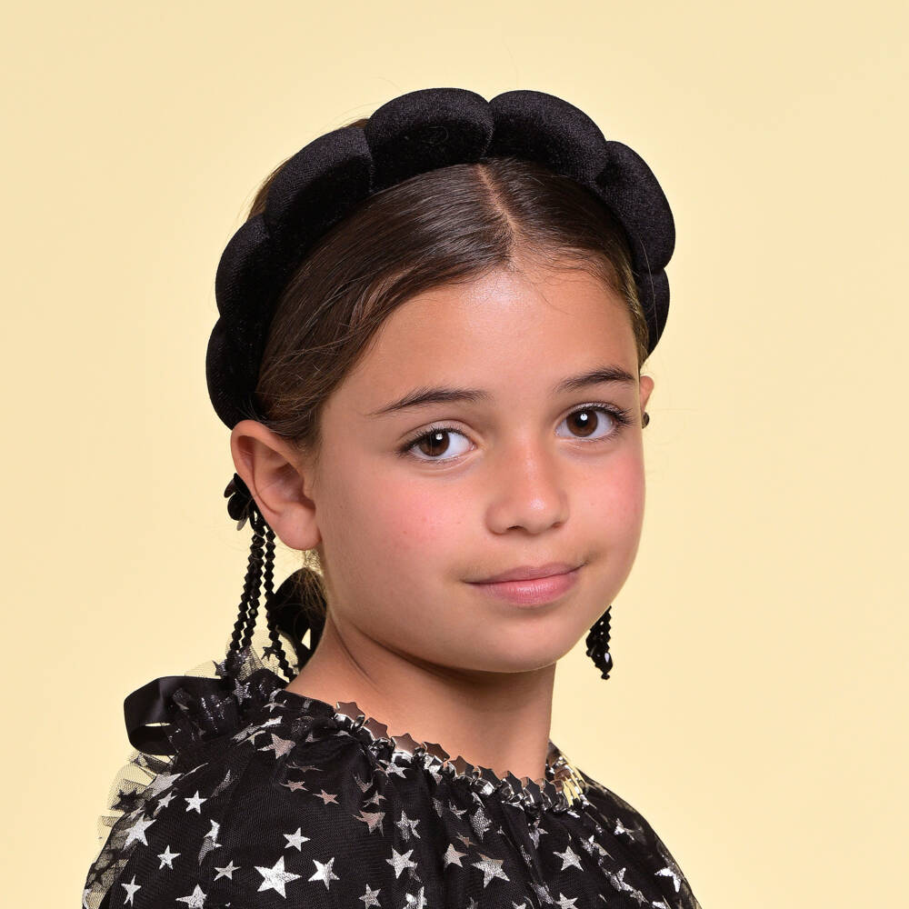RaspberryPlum-Girls Luxurious Velour Black Headband | Childrensalon Outlet