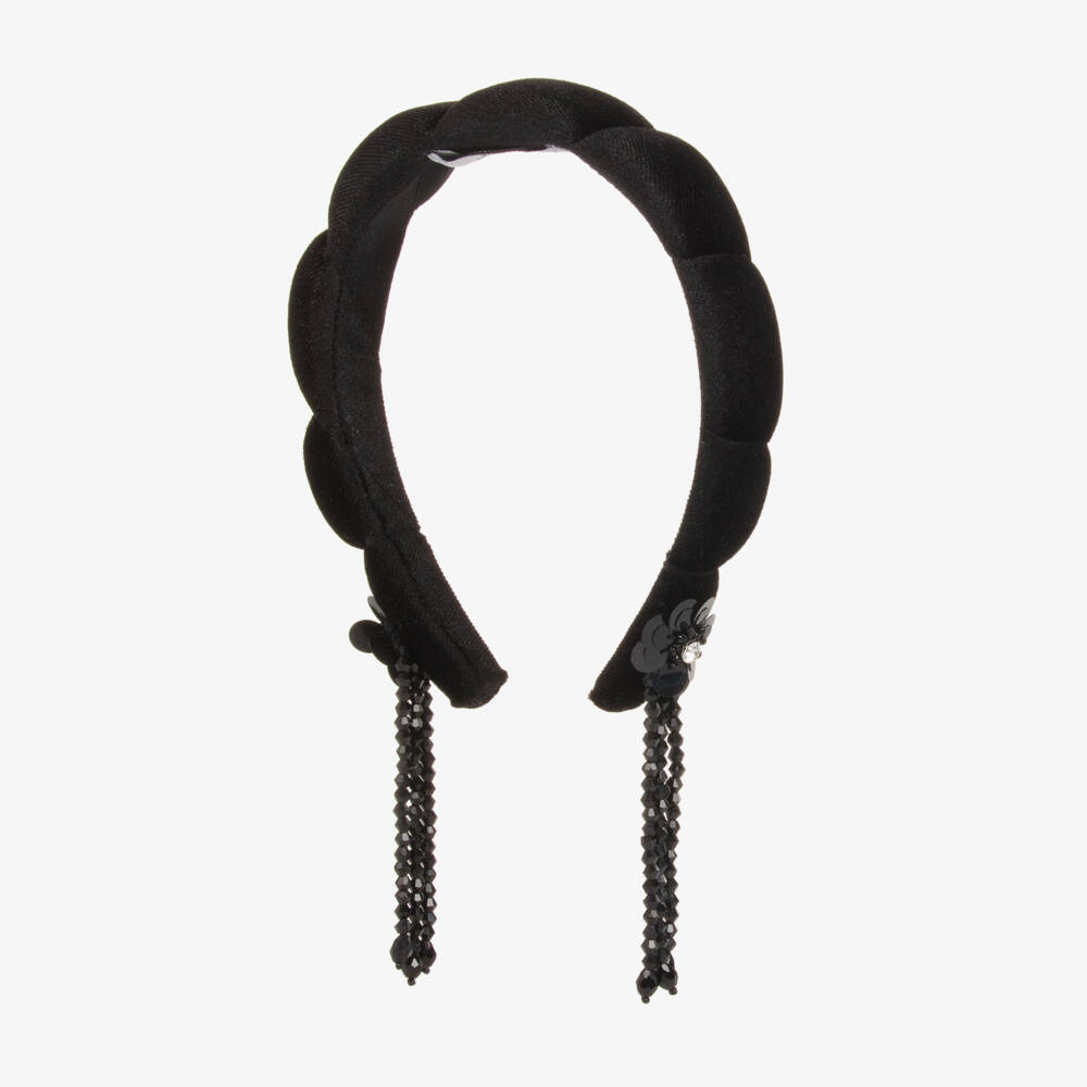 RaspberryPlum-Girls Luxurious Velour Black Headband | Childrensalon Outlet
