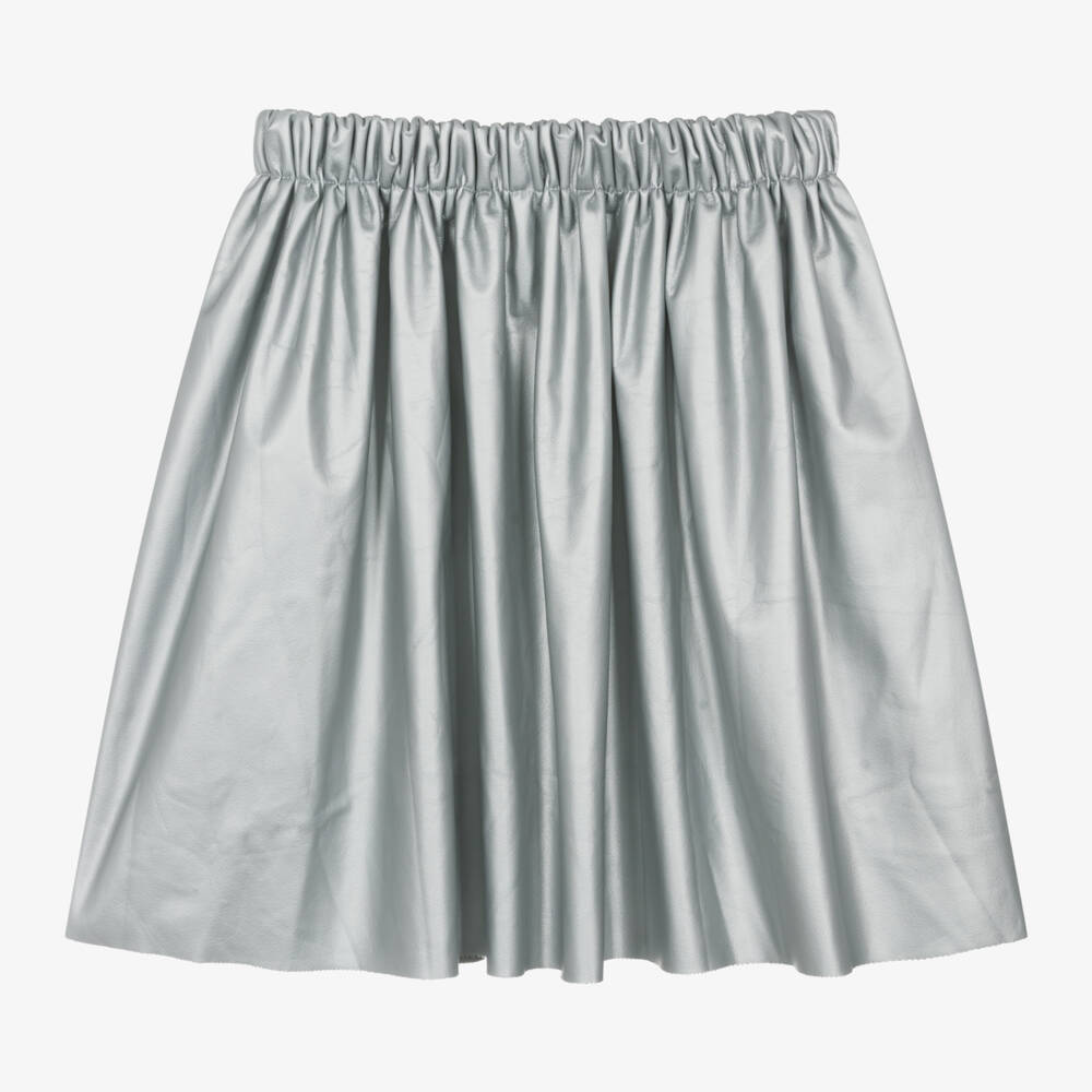 راسبيري بلام -تنورة جلد صناعي لون فضي | Childrensalon Outlet