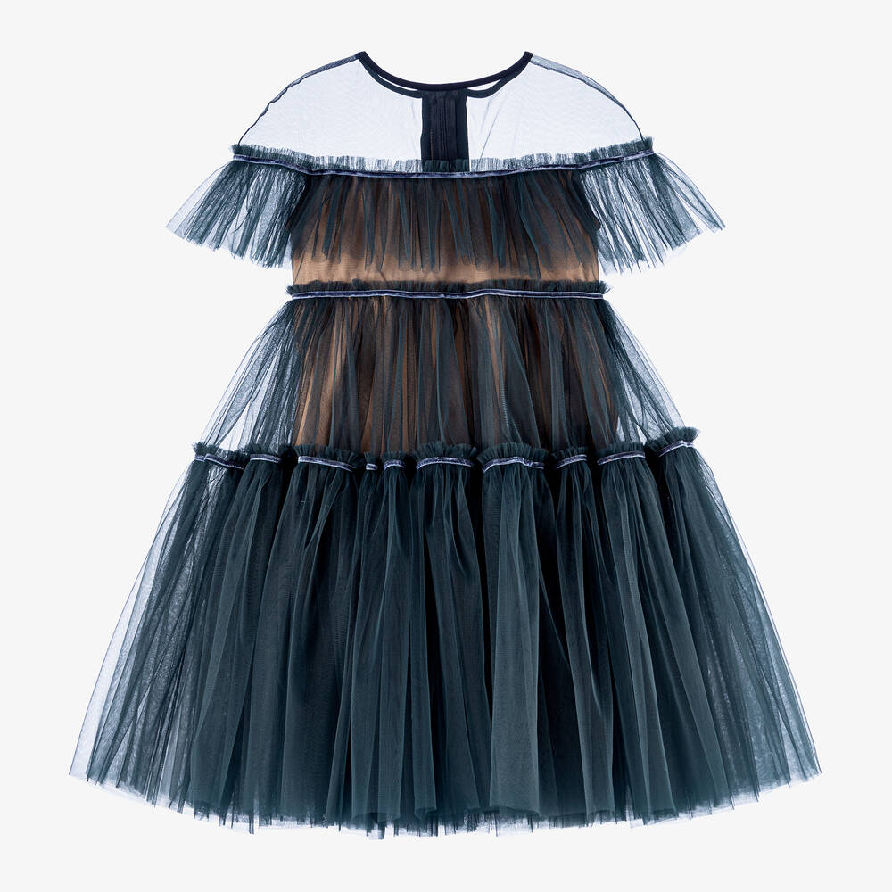 RaspberryPlum-Girls Midnight Blue Tulle Dress | Childrensalon Outlet