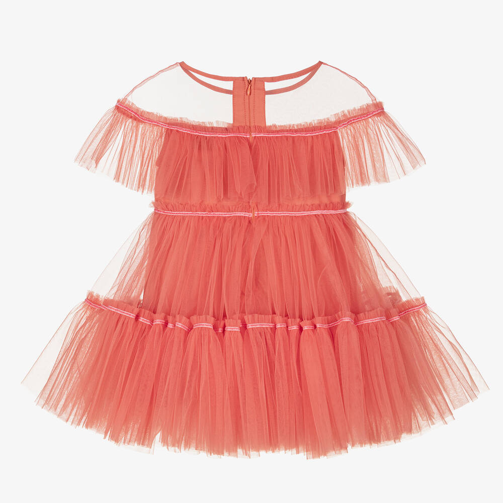 RaspberryPlum-Girls Orange Tulle Tiered Dress | Childrensalon Outlet