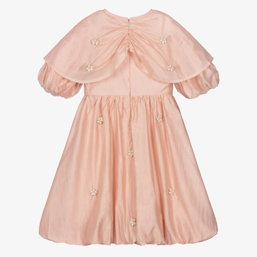 RaspberryPlum-Girls Pale Pink Voile Dress with Cape Collar | Childrensalon Outlet