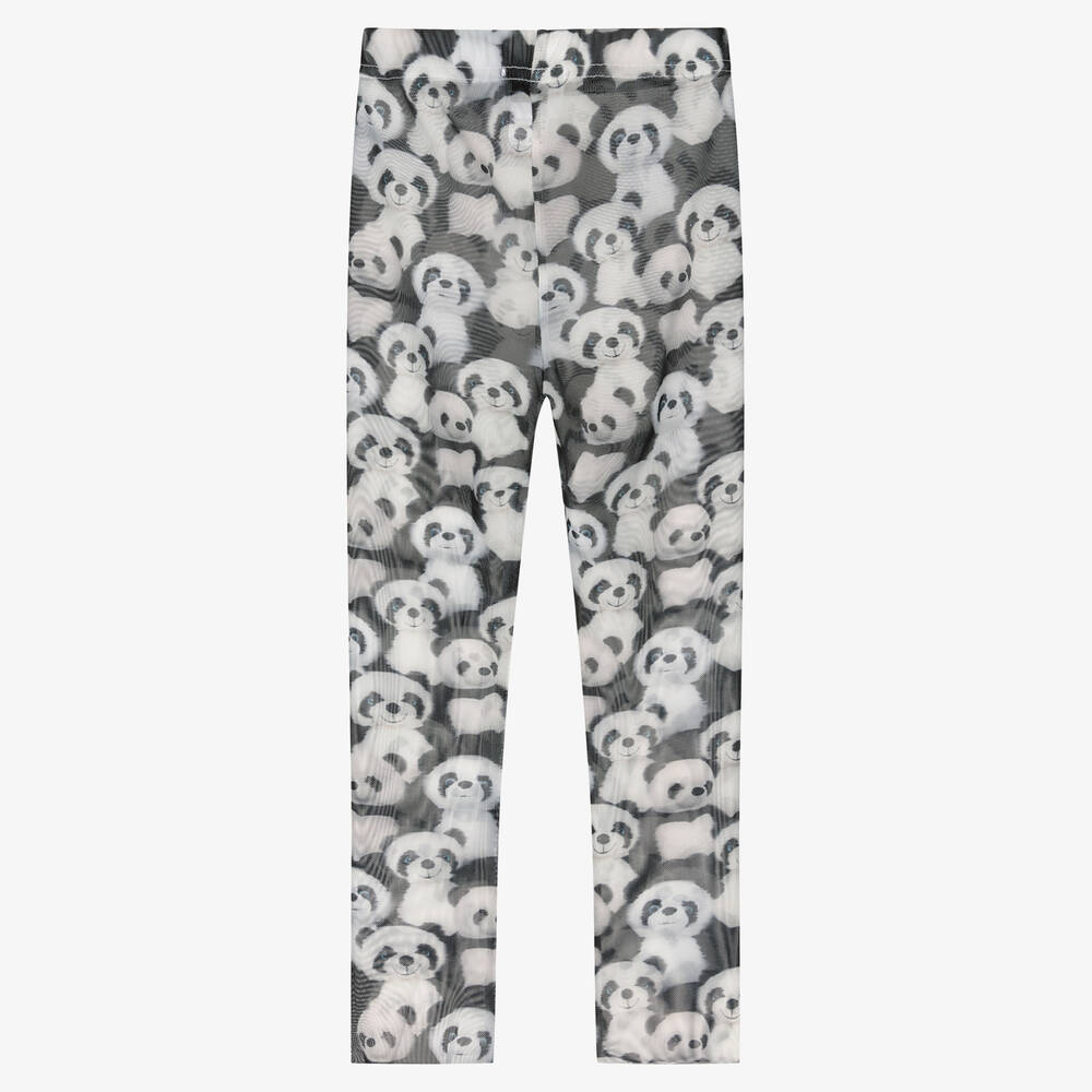 RaspberryPlum-Girls Panda Print Mesh Footless Tights | Childrensalon Outlet