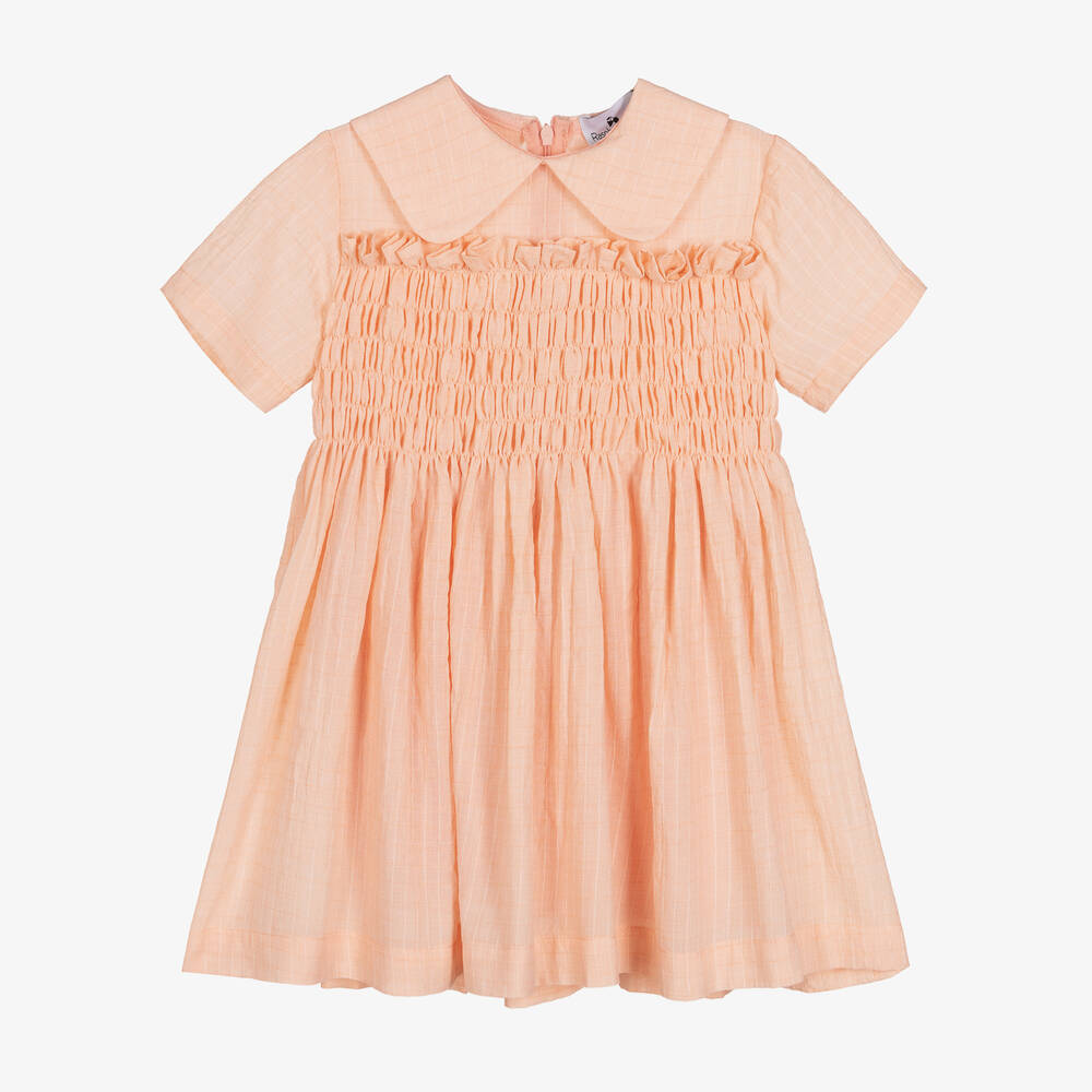 RaspberryPlum - Girls Pastel Orange Cotton Dress | Childrensalon