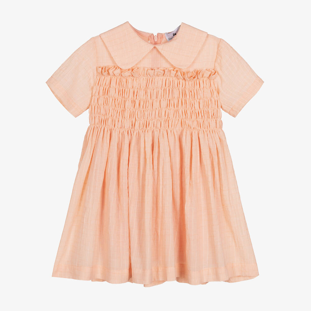 RaspberryPlum-Girls Pastel Orange Cotton Dress | Childrensalon Outlet