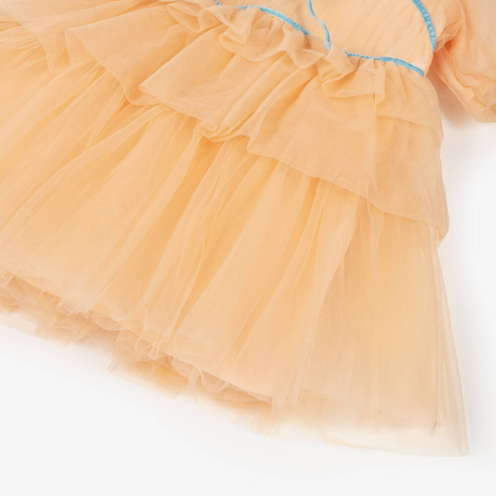 RaspberryPlum-Girls Pastel Orange Jersey & Tulle Dress | Childrensalon Outlet